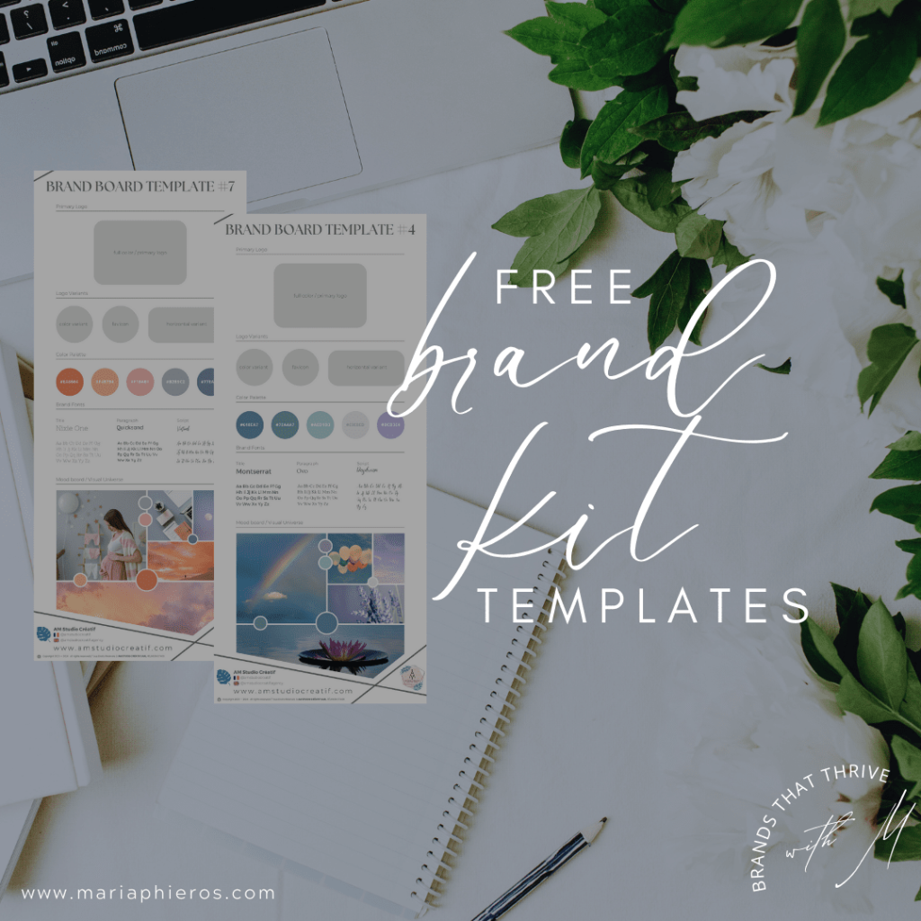 Free Brand Kit Canva Templates Font Pairings color palettes customizable DIY-design Brands That Thrive by Maria Phieros AM Studio Créatif, LLC registered in Reunion